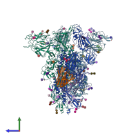 PDB entry 7ntc coloured by chain, side view.