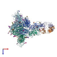 PDB entry 7ntc coloured by chain, top view.