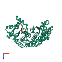 PDB entry 7ntg coloured by chain, top view.