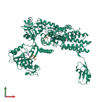 PDB entry 7nu7 coloured by chain, front view.