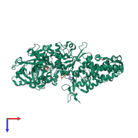 PDB entry 7nu7 coloured by chain, top view.