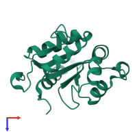 PDB entry 7nuw coloured by chain, top view.