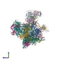 PDB entry 7nvz coloured by chain, side view.