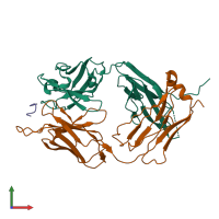 PDB entry 7nw3 coloured by chain, front view.