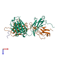 PDB entry 7nw3 coloured by chain, top view.