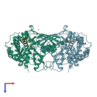 PDB entry 7nwr coloured by chain, top view.