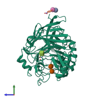 PDB entry 7nyt coloured by chain, side view.