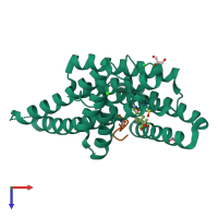 PDB entry 7nz6 coloured by chain, top view.