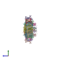 PDB entry 7o01 coloured by chain, side view.