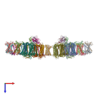 PDB entry 7o01 coloured by chain, top view.
