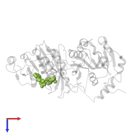 4-[4-[(4,4-dimethylpiperidin-1-yl)methyl]phenyl]-9-(7H-pyrrolo[2,3-d]pyrimidin-4-yl)-1,4,9-triazaspiro[5.5]undecan-2-one in PDB entry 7o27, assembly 1, top view.