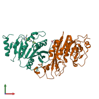 PDB entry 7o2h coloured by chain, front view.