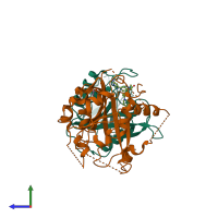 PDB entry 7o2h coloured by chain, side view.