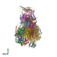 PDB entry 7o3e coloured by chain, side view.