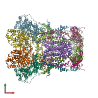 PDB entry 7o3h coloured by chain, front view.