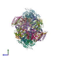 PDB entry 7o3h coloured by chain, side view.