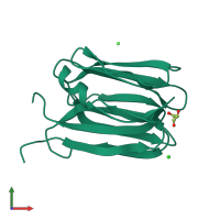 PDB entry 7o3i coloured by chain, front view.