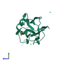 PDB entry 7o3i coloured by chain, side view.