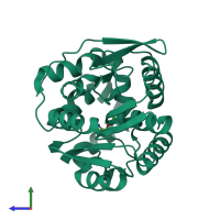 PDB entry 7o3o coloured by chain, side view.