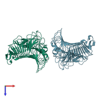 PDB entry 7o7a coloured by chain, top view.