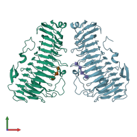PDB entry 7o84 coloured by chain, front view.