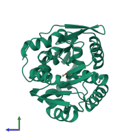 PDB entry 7o8b coloured by chain, side view.
