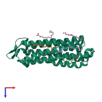 PDB entry 7o8m coloured by chain, top view.