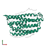 Chloride pumping rhodopsin in PDB entry 7o8m, assembly 1, front view.