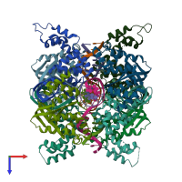 PDB entry 7oa5 coloured by chain, top view.