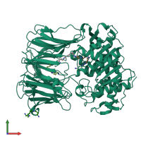 PDB entry 7ob1 coloured by chain, front view.