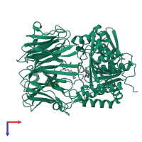 PDB entry 7ob1 coloured by chain, top view.