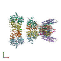 PDB entry 7oca coloured by chain, front view.
