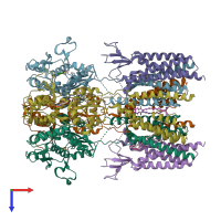 PDB entry 7ocd coloured by chain, top view.