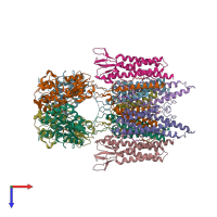 PDB entry 7ocf coloured by chain, top view.