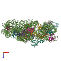 PDB entry 7oe0 coloured by chain, top view.