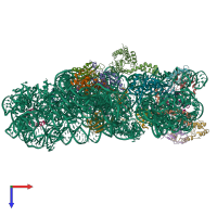 PDB entry 7oe1 coloured by chain, top view.