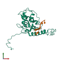 PDB entry 7og6 coloured by chain, front view.