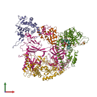 PDB entry 7ogr coloured by chain, front view.