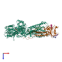 PDB entry 7oh7 coloured by chain, top view.