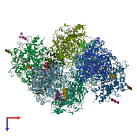 PDB entry 7oih coloured by chain, top view.