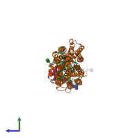 PDB entry 7oix coloured by chain, side view.