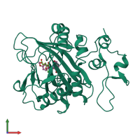 PDB entry 7olr coloured by chain, front view.