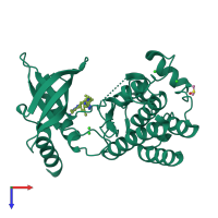 PDB entry 7olv coloured by chain, top view.