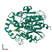 PDB entry 7ome coloured by chain, front view.