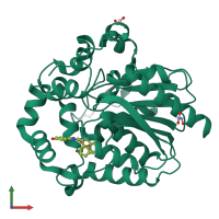 PDB entry 7omr coloured by chain, front view.