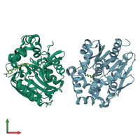 PDB entry 7ond coloured by chain, front view.