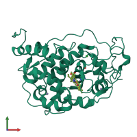 PDB entry 7oo5 coloured by chain, front view.