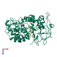 PDB entry 7oo5 coloured by chain, top view.