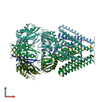PDB entry 7oo8 coloured by chain, front view.