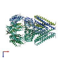 PDB entry 7oo8 coloured by chain, top view.